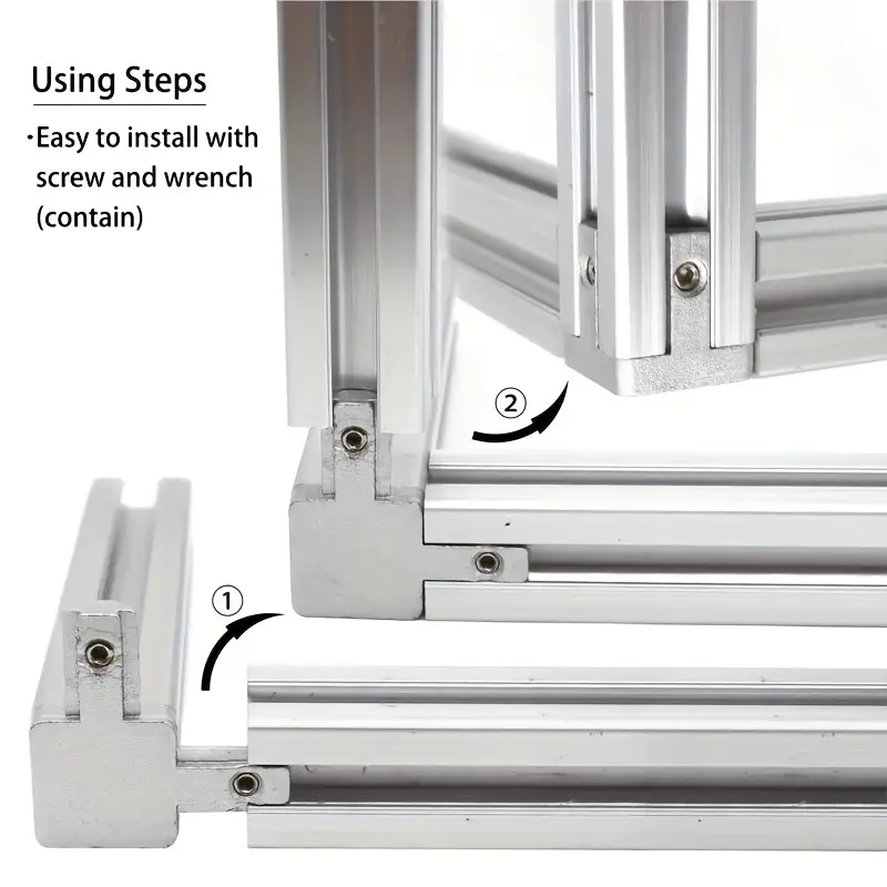 8Pcs Aluminum Profile 90 Degree Corner Bracket, T-slot Interior Connector Joint with Screws Wrench for 2020 Extrusion Frame image 6