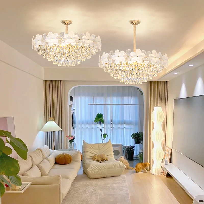 Small Flower Crystal Chandelier Ceiling Home Modernlight Fixture Suspension Bedroom Chandelier Led Light Hanging Lamps pendant lights pendant lamp chandelier lighting