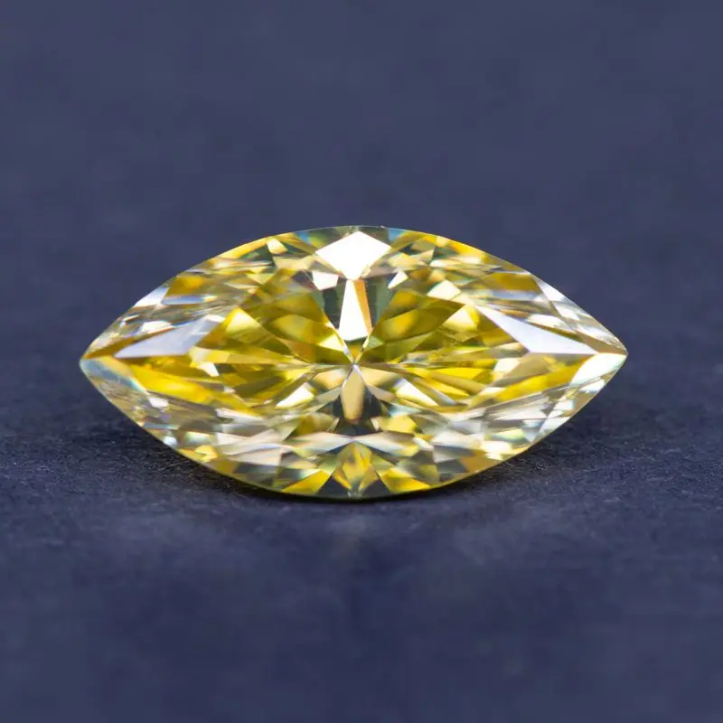 

Moissanite Stone Marquise Cut Lemon Yellow Color Charms Gemstone DIY Ring Necklace Earrings Materials with GRA Certificate