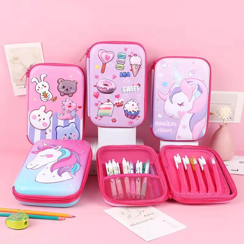 3D EVA Cute Pencil Case pencil cases stationery box Cartoon Stationery Girls Color Pencil Box Student Pen Case School Supplies Gifts Ipad