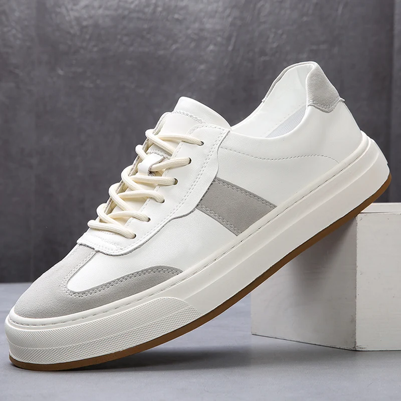 

Casual Men's Summer Sneakers genuine Leather Shoes White Shoes Lace-up Flats Shoes outdoor Breathable Moccasins for Men sneakers