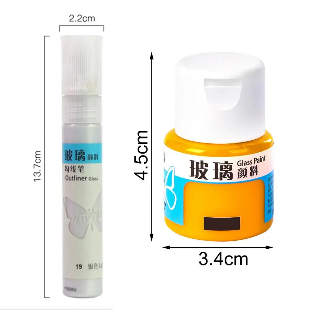1 Set Glass Paint Bright Colors No Bake Shinny DIY Gloss Finish Acrylic Enamel Craft Painting Coating Stationery For Student