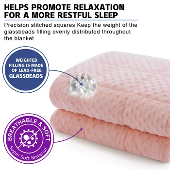 Pink Breathable Soft Minky Weighted Throw Blanket for All Season Single Double Couple Weighted Haveay Blanket with Glass Beads 3