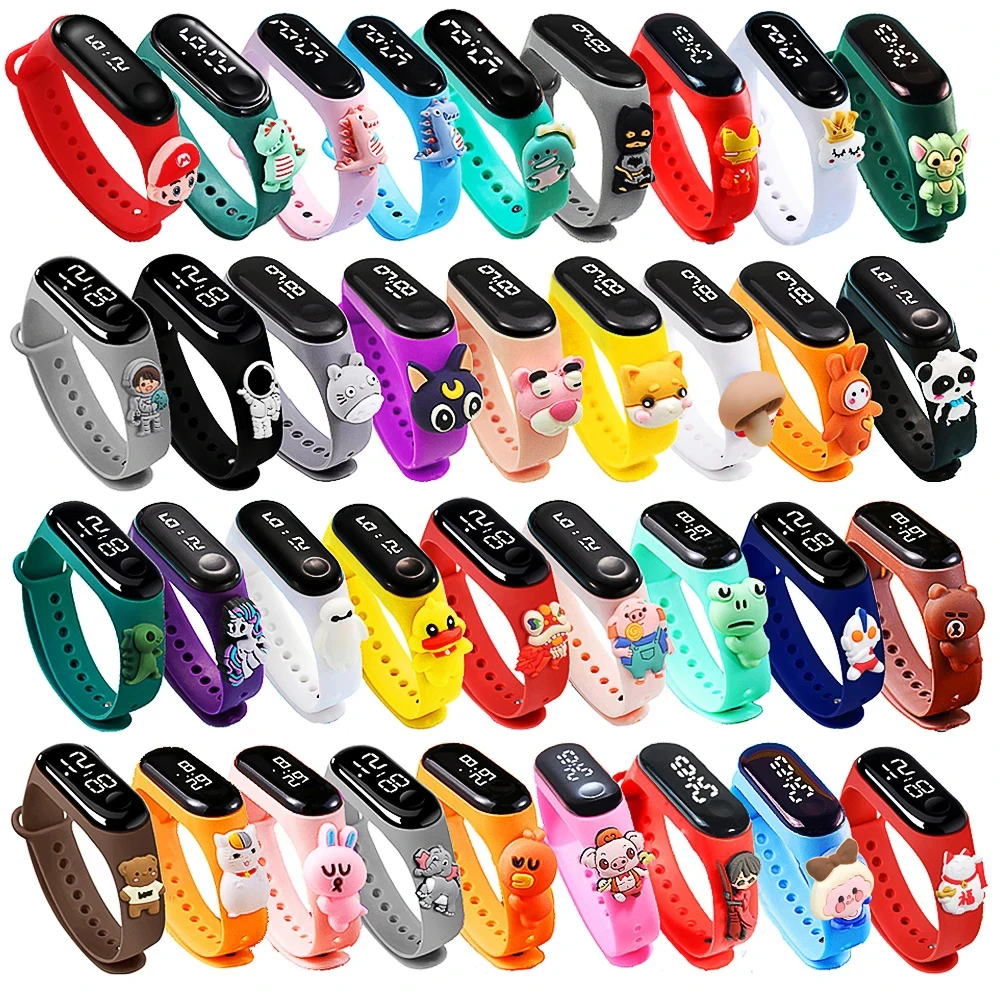 цена Waterproof Children Smart Watch Boy Girl Cartoon LED Digital Wristwatches Silicone Sport M3-M7 Kids Watch Birthday Gift Bracelet