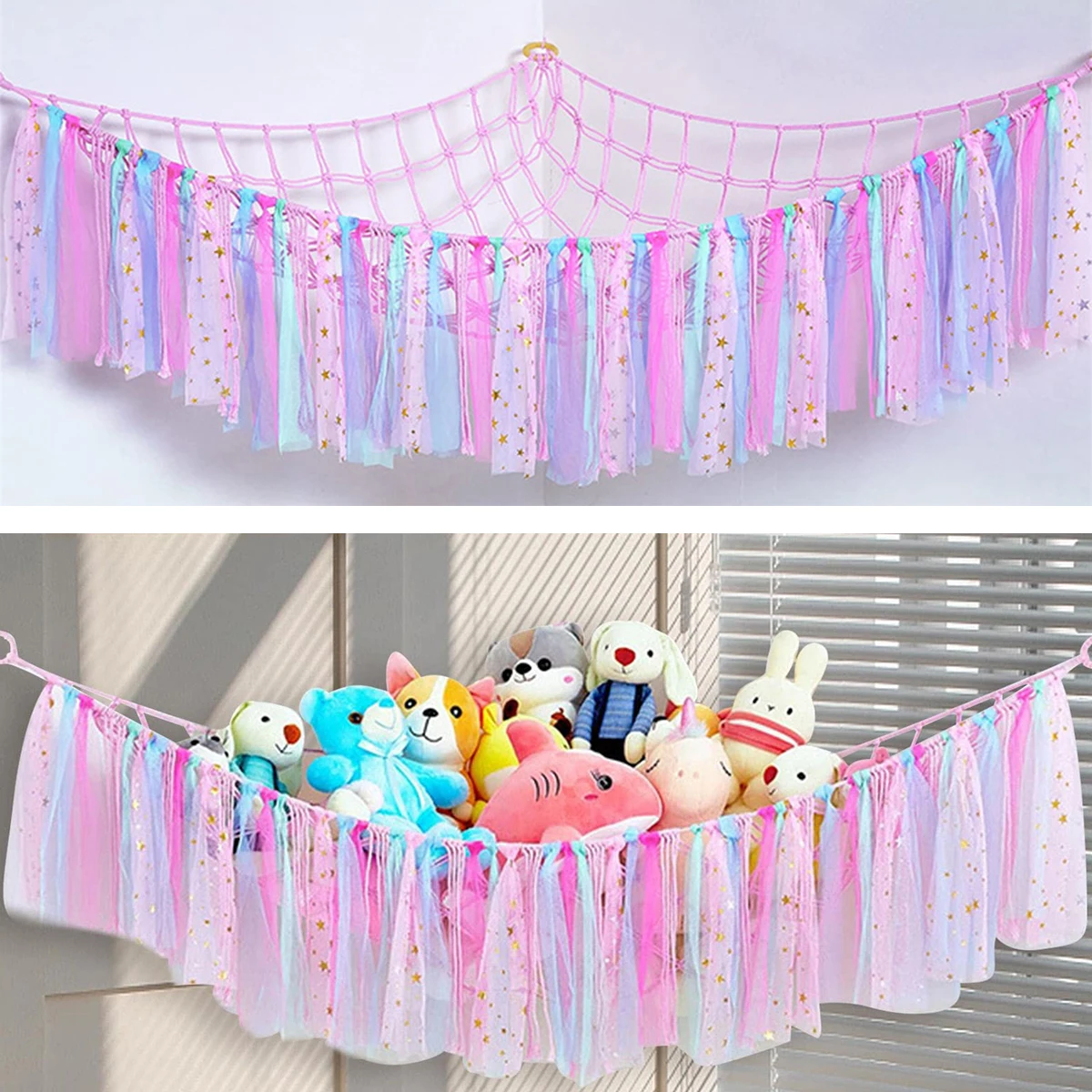 

Держатель для хранения мягких игрушек, сетчатая эластичная кукла, гамак, Мягкая ручная подвесная сумка для девочек, для спальни