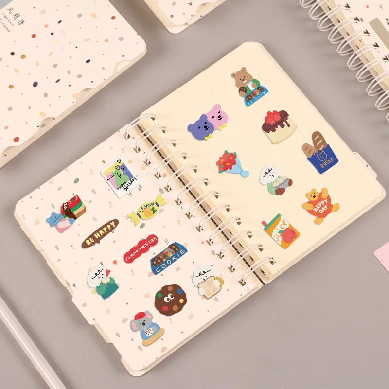 100Pcs 한국어 Dailylike 베어 스티커 어린이를위한 비닐 방수 스티커 Loptop 물병 용 장난감 데칼 DIY 전화 케이스