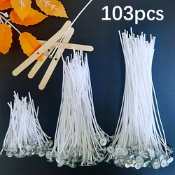 Multiple Sizes Waxed Cotton Thread Candle Wick 103pcs/set Smokeless Wick & Holder Candle Making Set Accessories Wicks Bracket