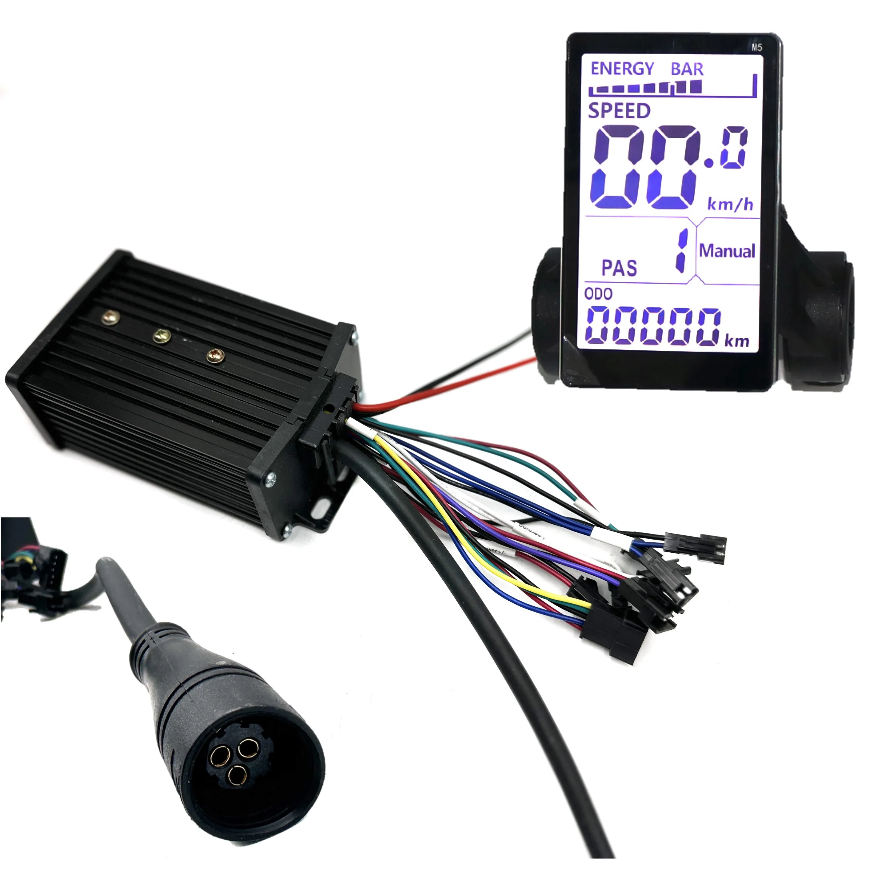 

EVFITTING 36-60V 600W 32A black shell electric bicycle brushless controller with M5 LCD display and large head cable