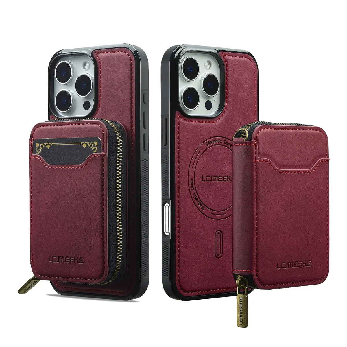 Premium 2-in-1 Magsafe Magnetic Leather Phone Case with Wallet Card Holder
