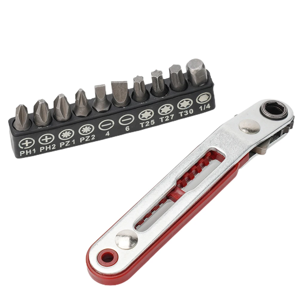 

High Quality 11pcs/set Screwdriver Bit Hand Tools With Bit Set 16 Teeth Chrome Vanadium Steel Screwdriver Handle