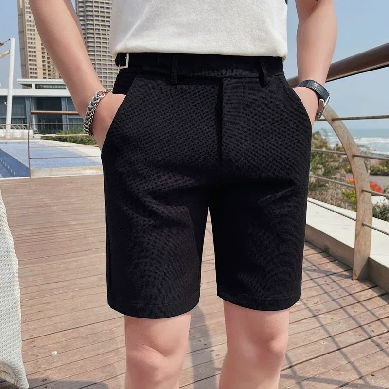 British Style Summer Thin Shorts 2023 New Men's Naples Business Casual Short Pants Fashion Slim Fit Formal Suits Shorts Homme