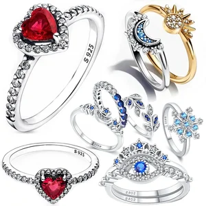 Image for New Red Heart Ring 925 Sterling Silver Sparkling R 