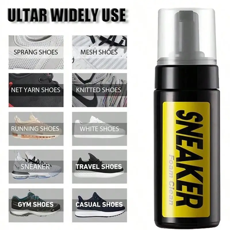 Shoe Cleaner Care Kit with 2 Brush, 5.3Oz cleaning agent and 1 Towel for Leather Knit Canvas PU Fabric Sneakers Tennis Shoes