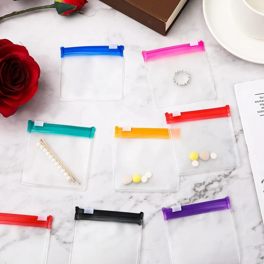 7pcs 알약 파우치 가방 재사용 가능한 지퍼가 달린 알약 파우치 세트 의학 주최자 자체 밀봉 반투명 의학 가방 여행 가방