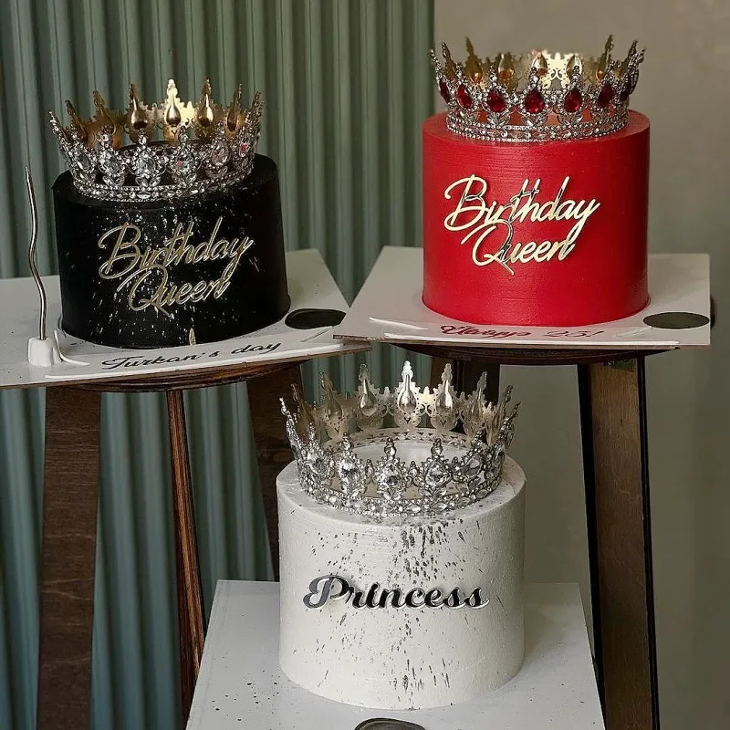My Queen Happy Birthday Cake Topper Gold Silver Princess Birthday Cupcake Topper Per Lady Girls Birthday Party Cake Decorations
