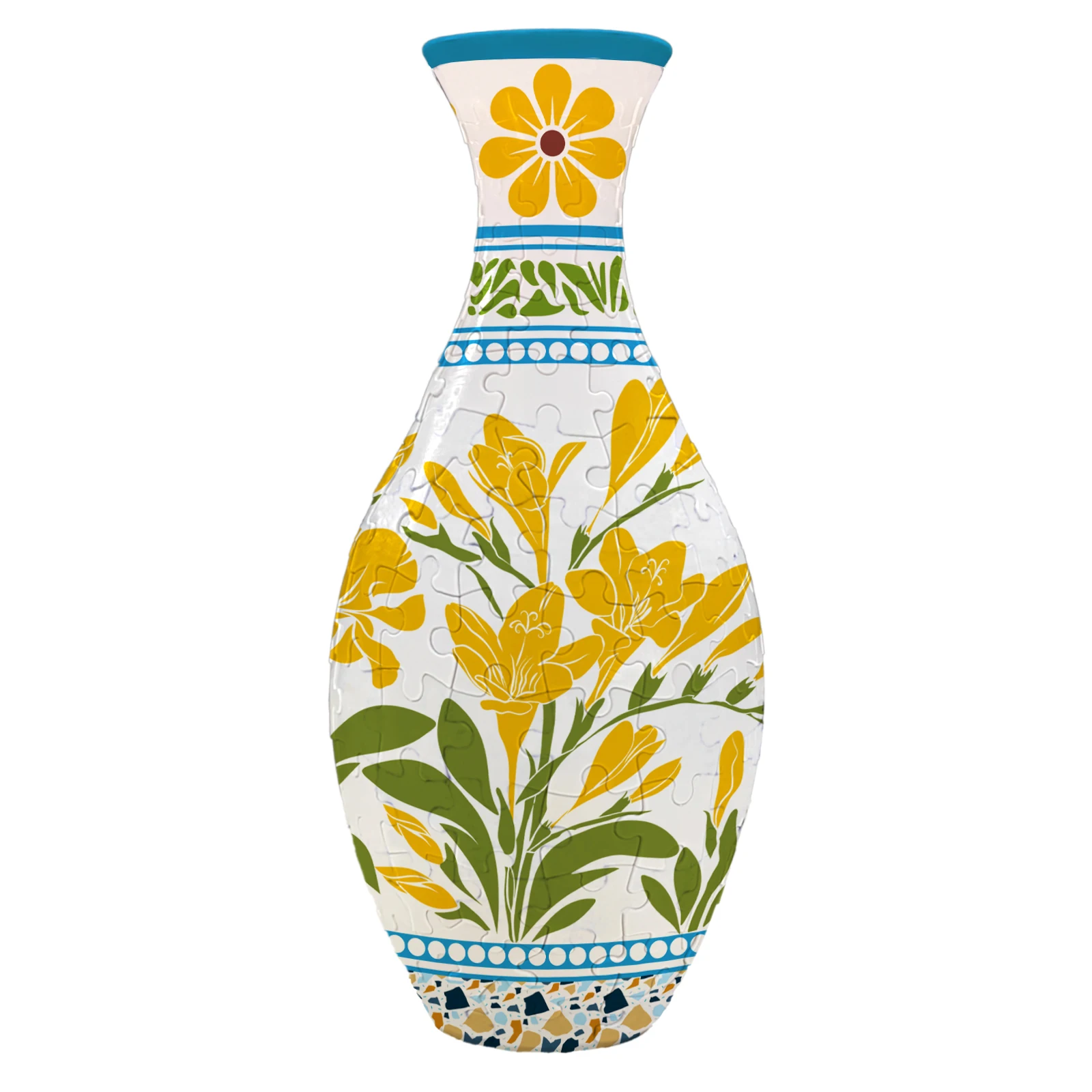 3D Porcelain Puzzle Flower Vase Made Plastic Home Decoration