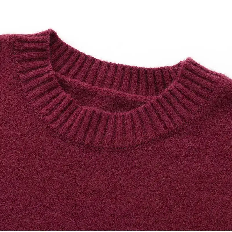 Casual Knitted O-neck Sweaters Women Retro Loose Solid Pullover Sweater Female Autumn Chic Elegant Street All-matching Tops