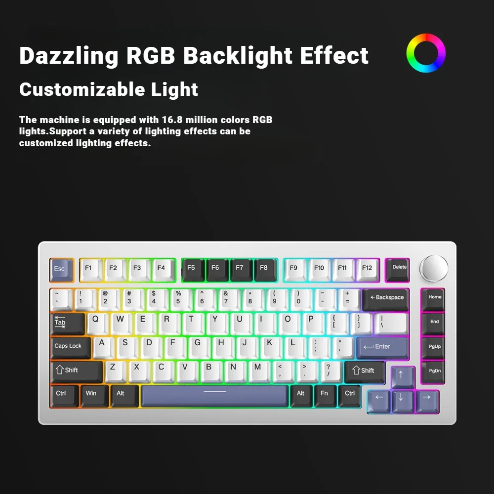 Y75 Mechanical Keyboard Kit with Aluminum Construction and RGB Gasket Switches 75% Layout for Hot-Swap Keys Gaming Peripheral