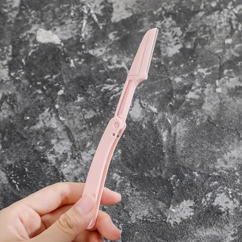 Emniyet katlanır kaş tıraş bıçağı Cissor ile tarak kaş kazıyıcı kadın anti-çizik seti güzellik aracı değiştirilebilir bıçak