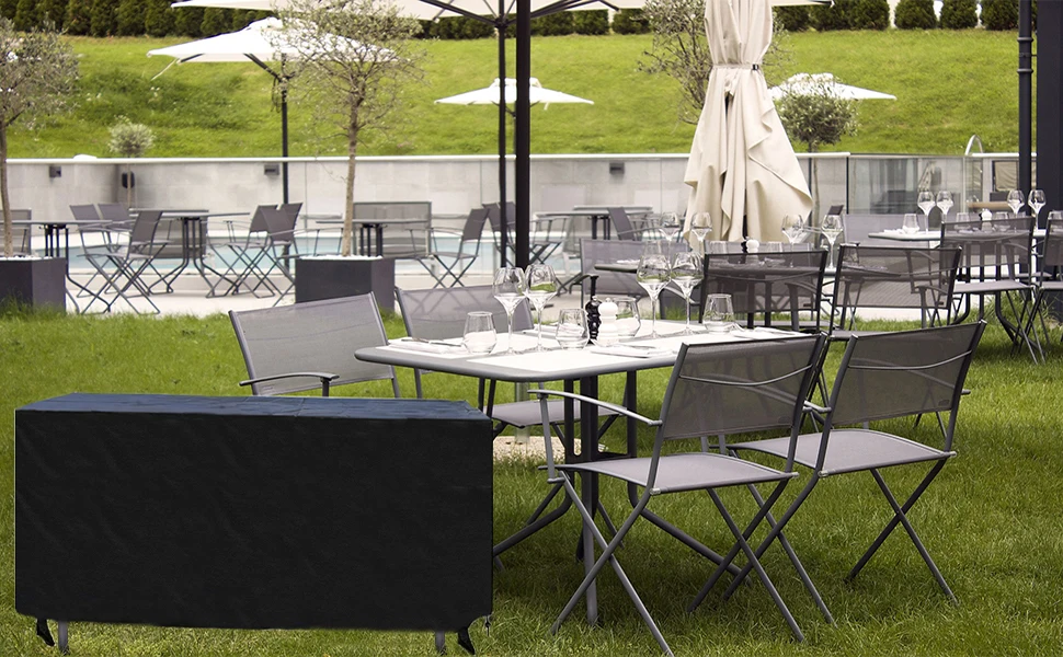 Copertura Impermeabile Per Mobile Da Giardino - Tessuto Oxford 210D - Rettangolare - Taglia M 130x60x71 Cm - Nero