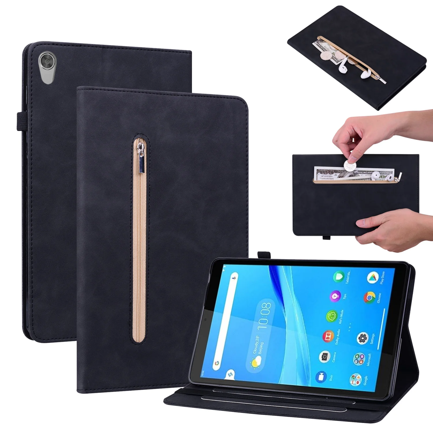 

Для LenovoTab M8 FHD TB-8705F HD женский кошелек на молнии, подставка из искусственной кожи, чехол для планшета Lenovo Tab M8 4th 2023