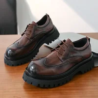 Men's Brogue Shoes Fashionable Business Casual Thick Bottom Heightening Leisure Shoes PU Leather Comfortable Spring Autumn