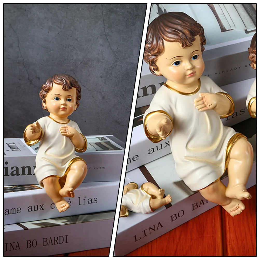

Religious Baby Child Ornament Saint Baby Mini Dolls Resin Adornment Outdoor Table Decor Ornaments Church Jesus Statue Figurine