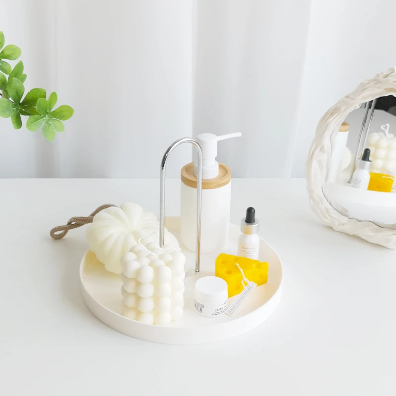 Epeiushome Nordic Ins Style Desktop Round Tray U-shaped Handhold Sundry Key Cosmetic Perfume Storage 2