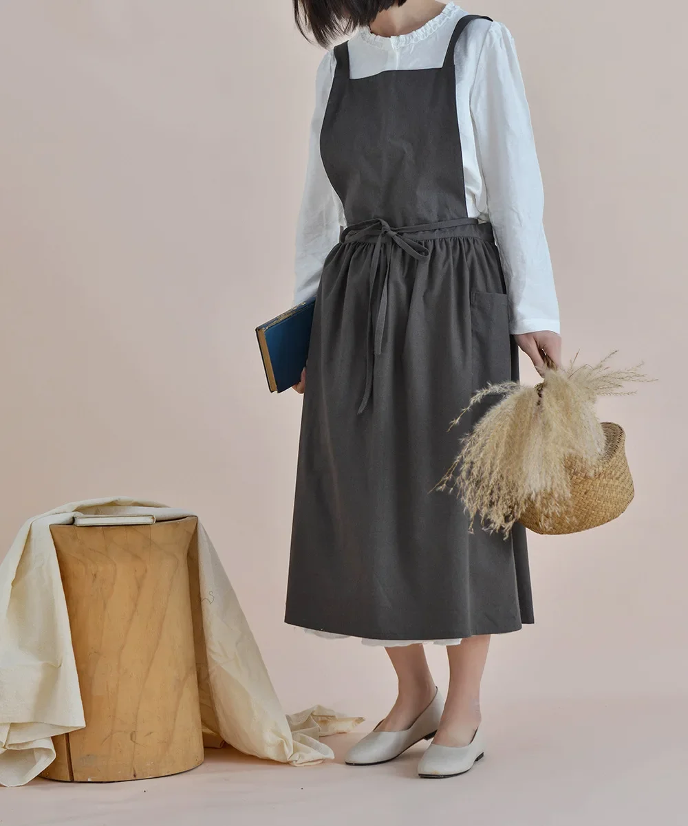 XDGBGFN Grembiule in cotone con retro incrociato con