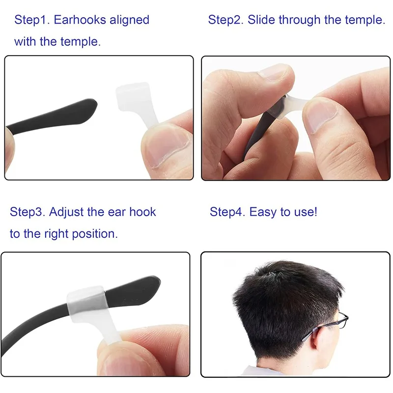 Fixed Glasses Silicone Ear Hook Eyeglasses Non-slip Ear Grip Spectacles Anti Slip Eartips Reusable Sturdy Sunglasses Retainer