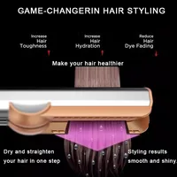 Lisseur et sèche-cheveux combinés 2-en-1 - Fer à lisser chauffant à ions négatifs pour un coiffage rapide et durable à domicile ou en salon 3