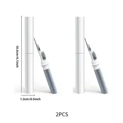 Portable Earphone and Camera Cleaning Pen with Brush (2Pcs White)