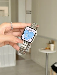 Sleek Stainless Steel Slim Band - 44 42 45 49mm (Silver Blue)