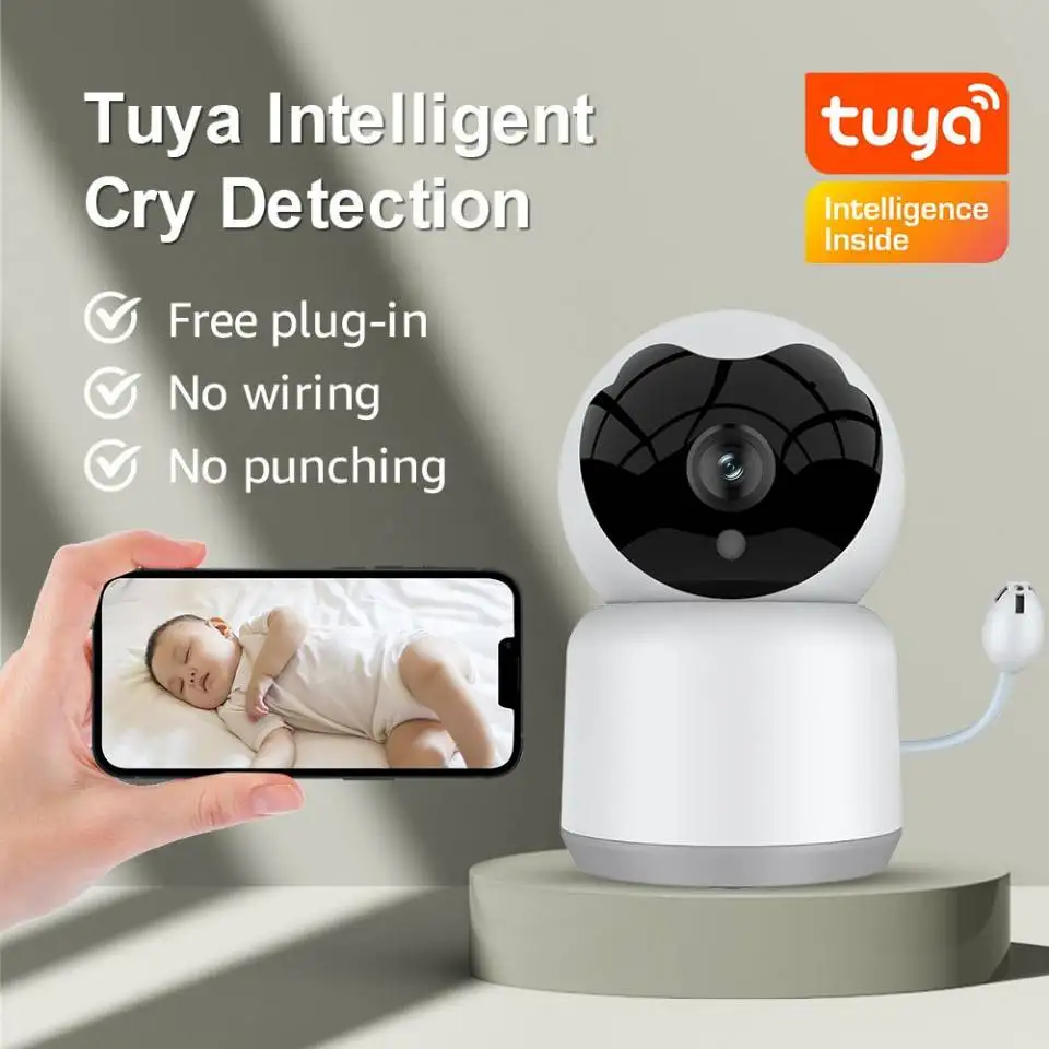

Tuya Smart Baby Monitor Camera 1080P HD with temperature and humidity play lullaby remotely Two Way Audio Babies Nanny Video Cam