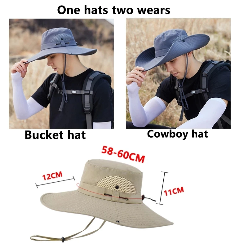 Waterproof Bucket Hat Summer Men Boonie Hat Outdoor Sun Protection Wide Brim Panama Safari Hunting Hiking Fishing Sun with sun hat sun protection hat
