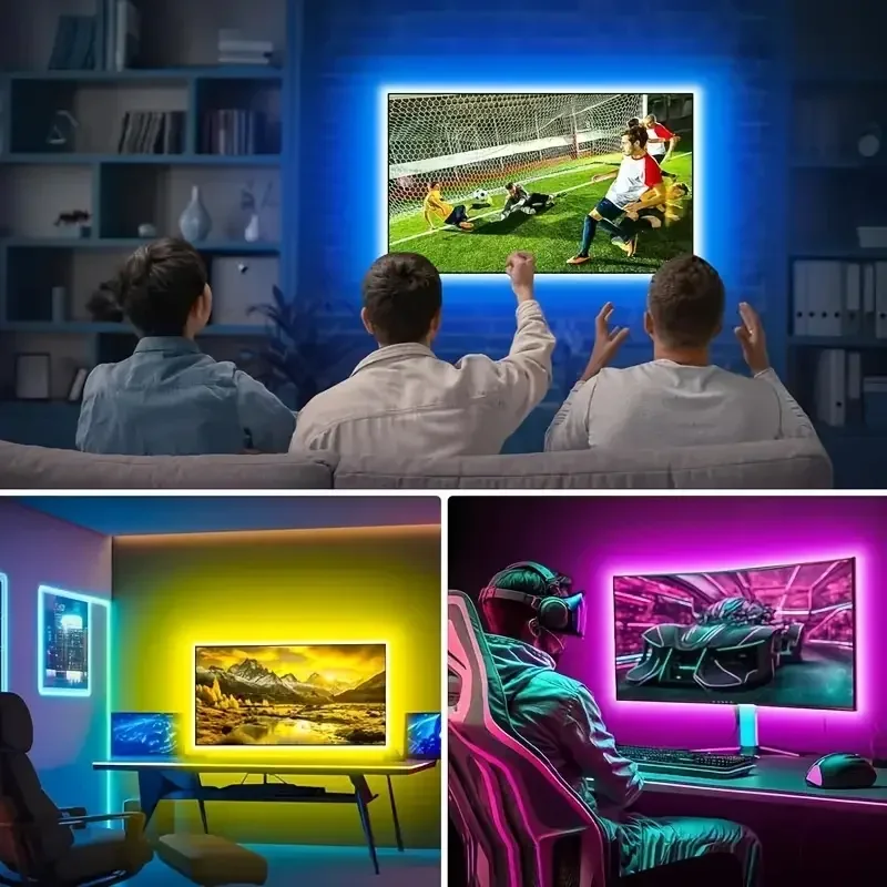 10m RGB LED Strip Light SMD5050 Flexible Ribbon Diode Tape APP Bluetooth 44-Key Remote for Room TV Christmas Party Decorations