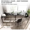 RGB LED Lights 60 Inch L Shaped Reversible Black Glass Gaming Desk Home Office Computer Table GTG L60 4