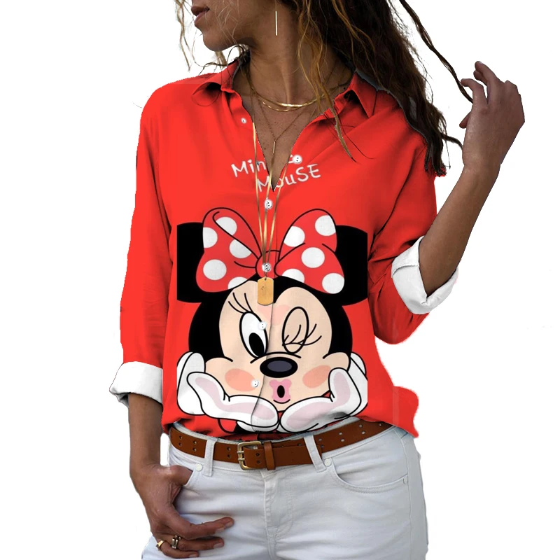 

Fashion New Disney Women's Tops Mickey Print Series Temperament Casual Tops Casual Tops Women's Loose Long Sleeve Shirts