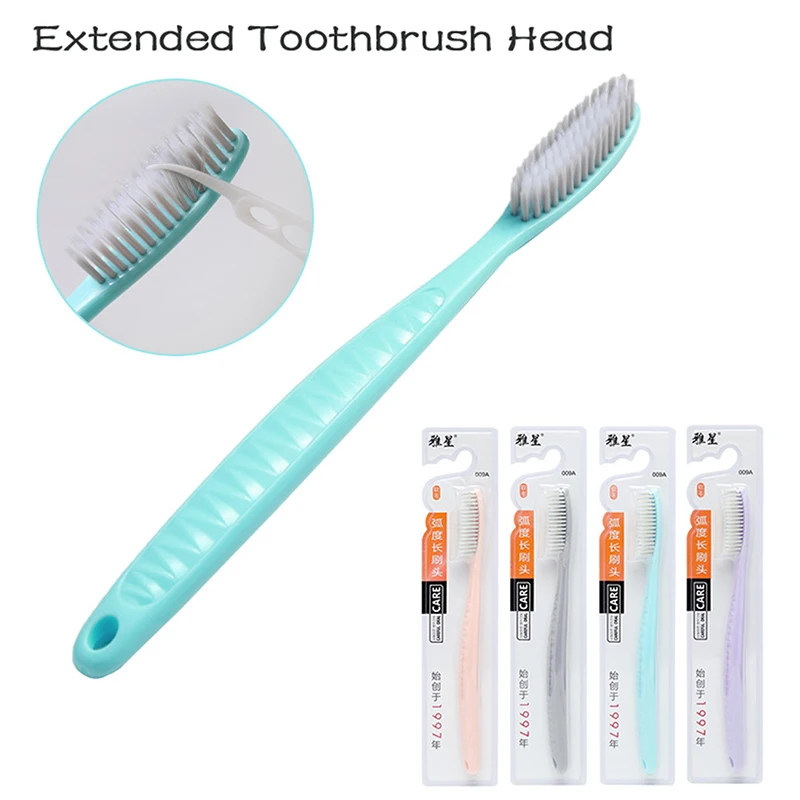 

1PC Super Long Plastic Toothbrush Non-slip Soft Fur Large Brush Head Comfortable Manual Toothbrush Firm for Adult Chrildren
