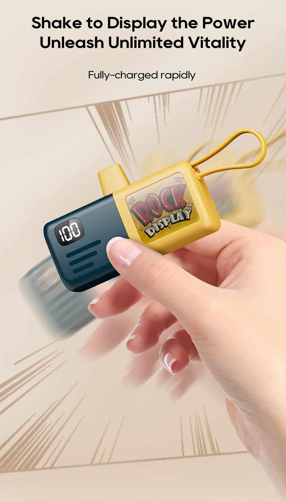 Shaking Capsule Power Bank 5000mAh With Cable Kuulaa