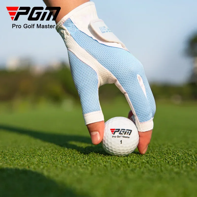 PGM 1 Pair Women's Open Finger Golf Gloves Breathable Mesh PU Sunscreen Finger Cover Left and Right Hand ST032 3