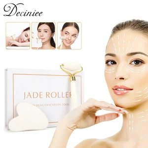 White Jade Roller Gua Sha Set Massage Tool White Jade Anti Aging Eye Puffiness Wrinkles Skin care Massage for Face Eyes Slimming