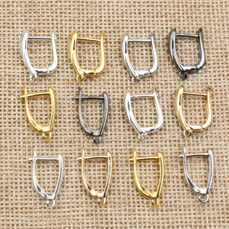 2-Styles French Earring Hooks Lever Back Open Loop Setting for DIY Earring Clips Clasp Jewelry Making Accessories Findings 10pcs