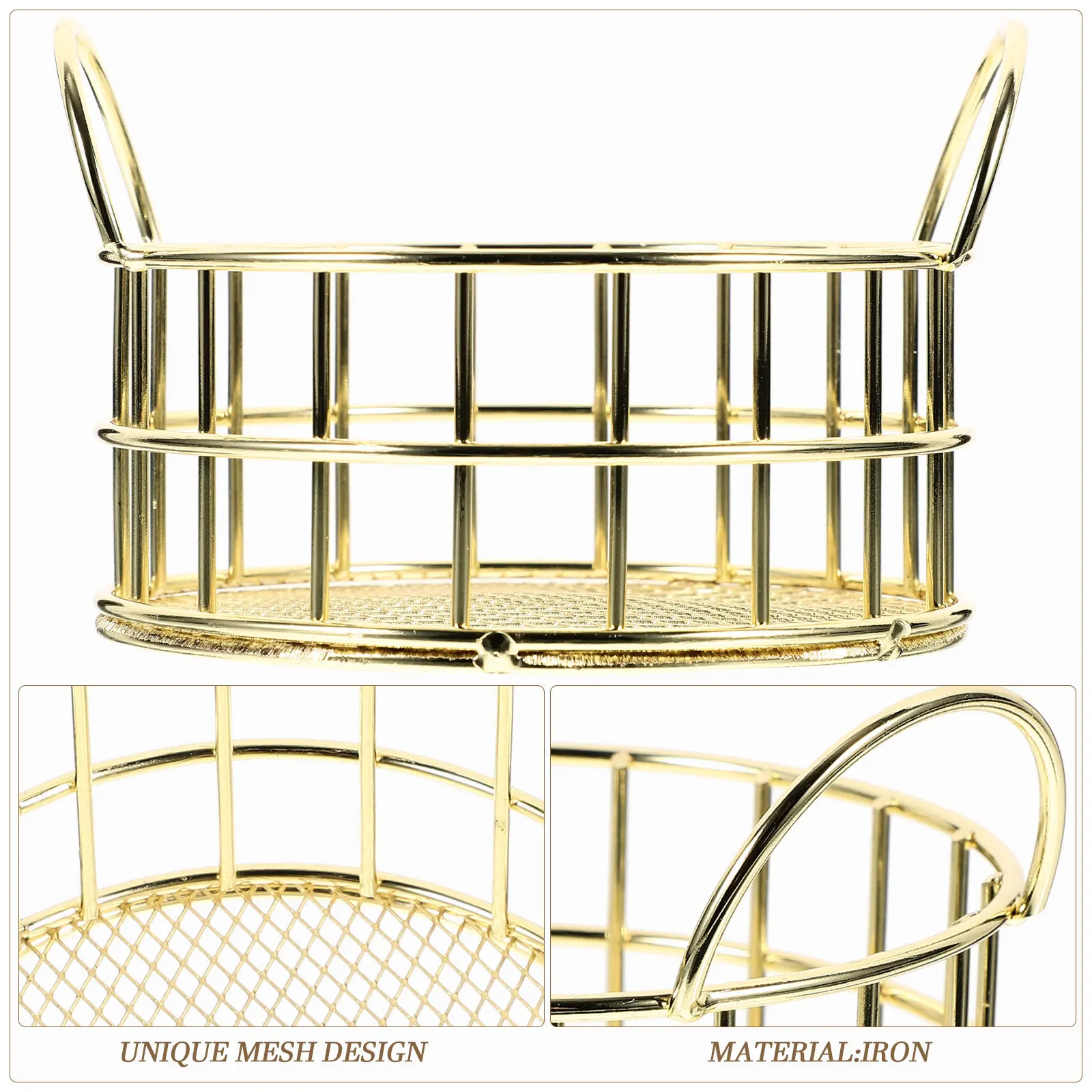 고양이 귀 모양 수납 바구니, 작은 금속 와이어 메쉬 정리함, 데스크탑 화장품, 과일, 간식, 잡화 보관함