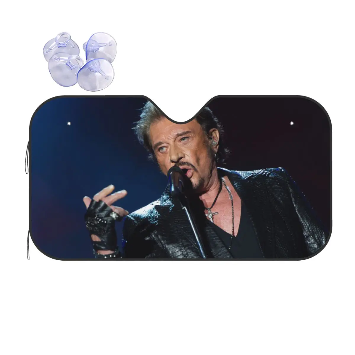 

Fashionable Rock Star Sunshade Windscreen Johnny Hallyday Folding Car Front Windshield 70x130cm Sun Visor Sunscreen Curtain