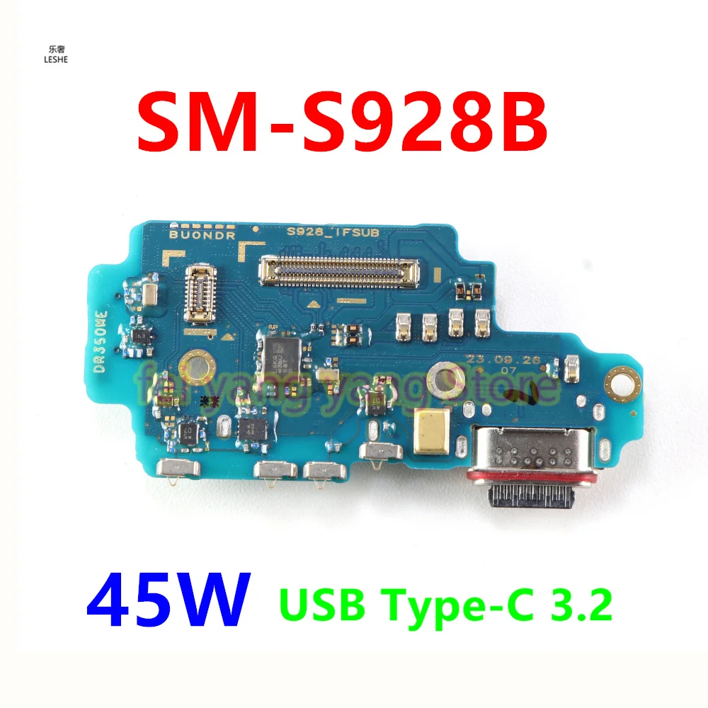 USB C타입 3.2 충전 포트 잭 도크 커넥터, 충전 보드 플렉스 케이블, 삼성 갤럭시 S24 울트라 SM-S928B S928U U1 E DS용, 45W