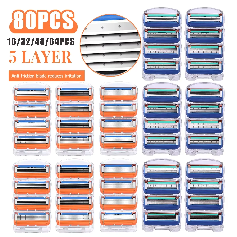 Shaving Razor Stainless Steel Blades Refills 16-80pcs Durable Shaver Replacement for Gillette Fusion Proglide