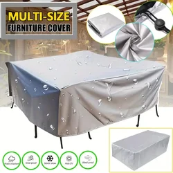 Heavy Duty Waterproof Square Patio Furniture Cover - 210D Material - 330x220x70cm (Silver)