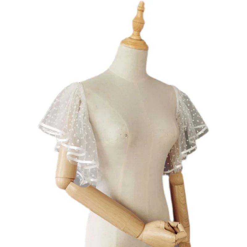 Wedding Dress Seperatel Short Sleeve Dots Tulle Bridal Jacket Arm Sleeve Elegant Detachable Sleeves Strapless Customized