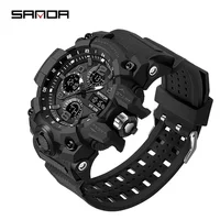 SANDA 6021 Sport Watch for Men Waterproof LED Dual Display Quartz Wristwatch Mens Digital Clock Military Stopwatch Reloj Hombre 2